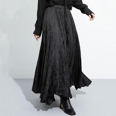 Übergröße Hohe Taille Schwarz Vintage Frühling Sommer Lässig Locker Maxi Lang für Frau Röcke Damenrock