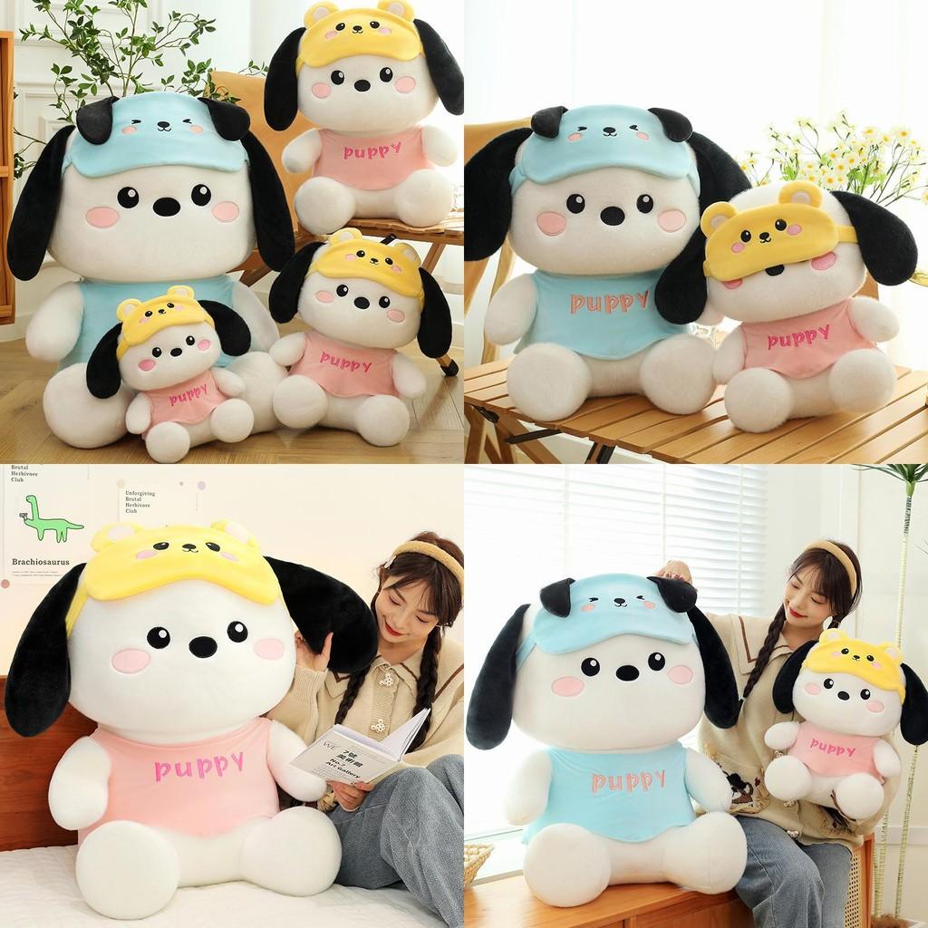 Plush Pochacco Dog Doll With Pink Eye Mask Large Gift For Kids And Collectors