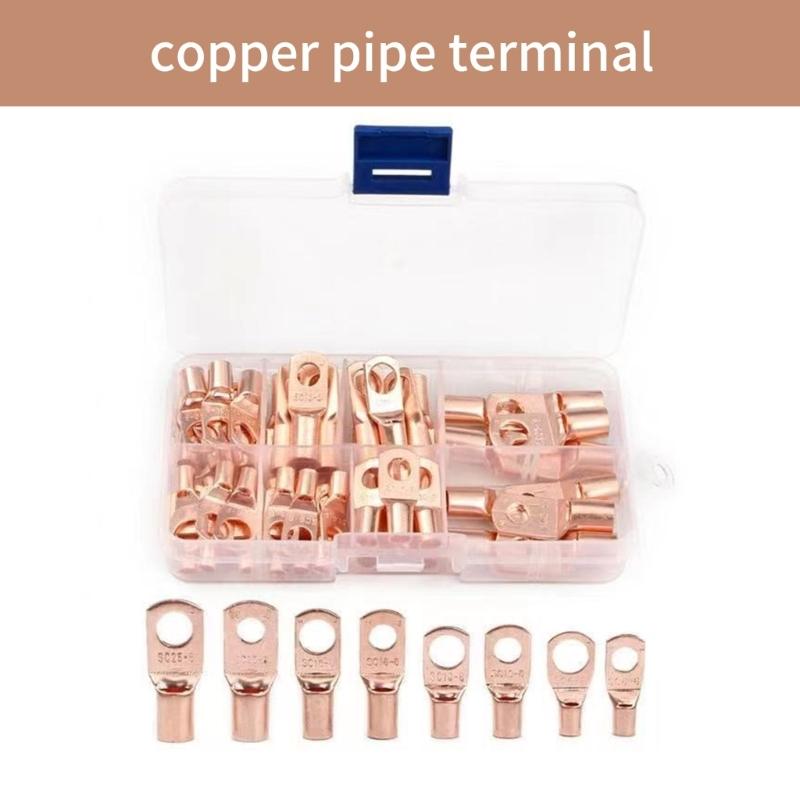 60Pcs Copper Lugs Rings Crimps Terminals Battery Wire Welding Cable Connectors Eyelets Tubular Rings Terminals Connectors