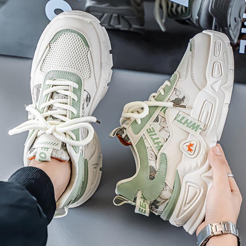 Men's shoes new spring and summer mesh breathable youth sports and leisure thick-soled trendy shoes soft-soled