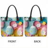  Cute Easter Egg Printed Tote Bag Casual Reusable Shopping Handbag for Daily Use