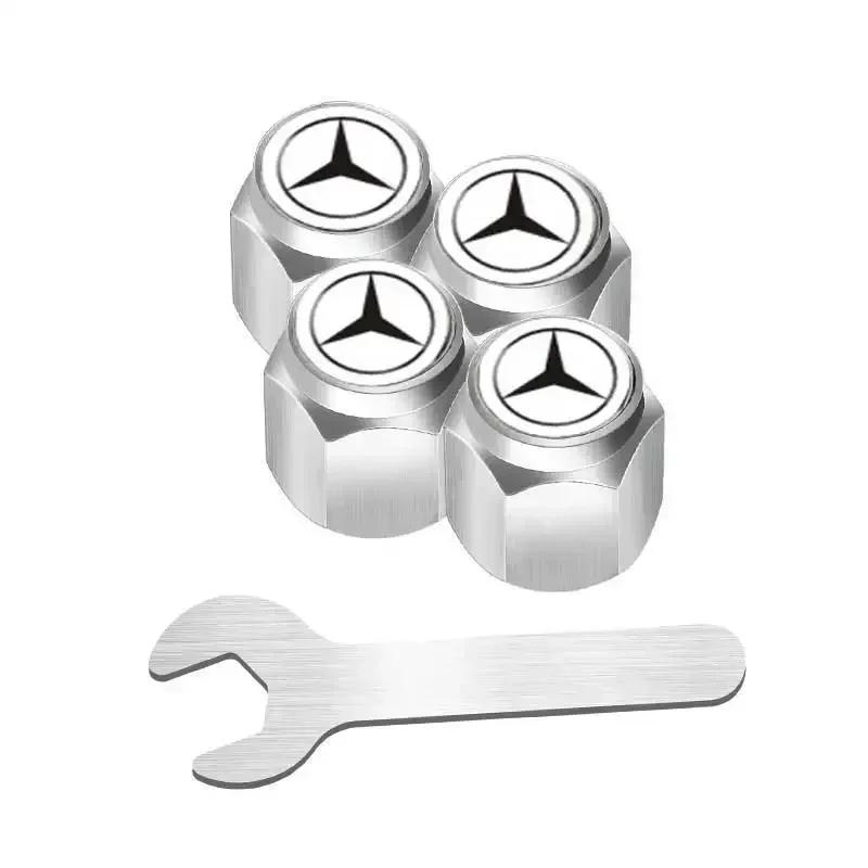 C200 E200 New 2025 For Mercedes Benz 4pcs Alloy Car Wheel Stem Air Valve Cap Tire Dust Cover Accessory For Mercedes Benz W222 W2