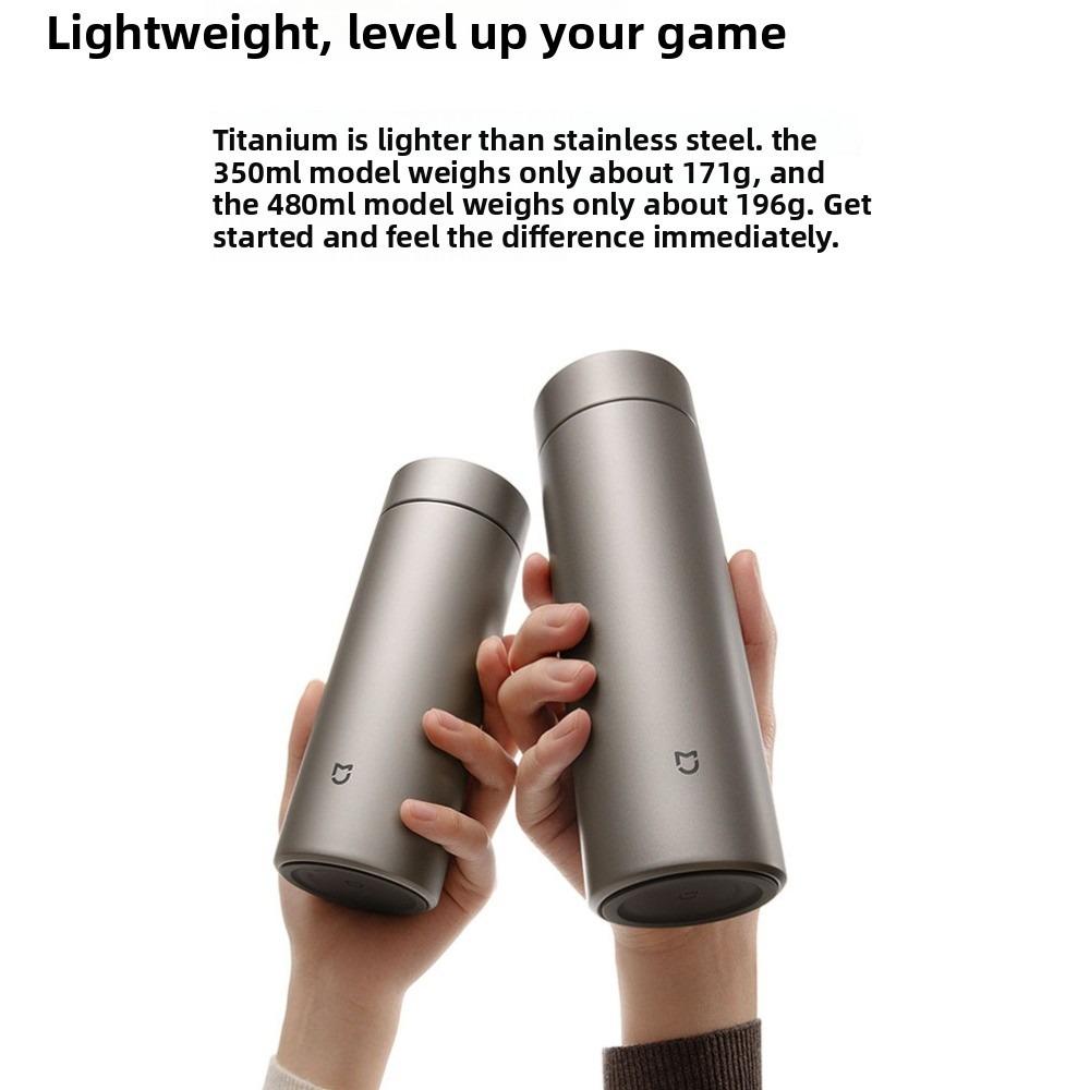 Xiaomi Taza Termo Mijia de Titanio TI2, 350ml/480ml Botella de Agua Aislada de Titanio Puro, Termo de Doble Pared para Café Té Viajes