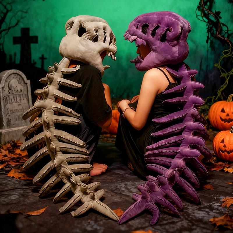Non-Toxic Dinosaur Skeleton Headgear Pillow - 4 Colors Perfect For Party Cosplay & Cozy Sofa Lounging