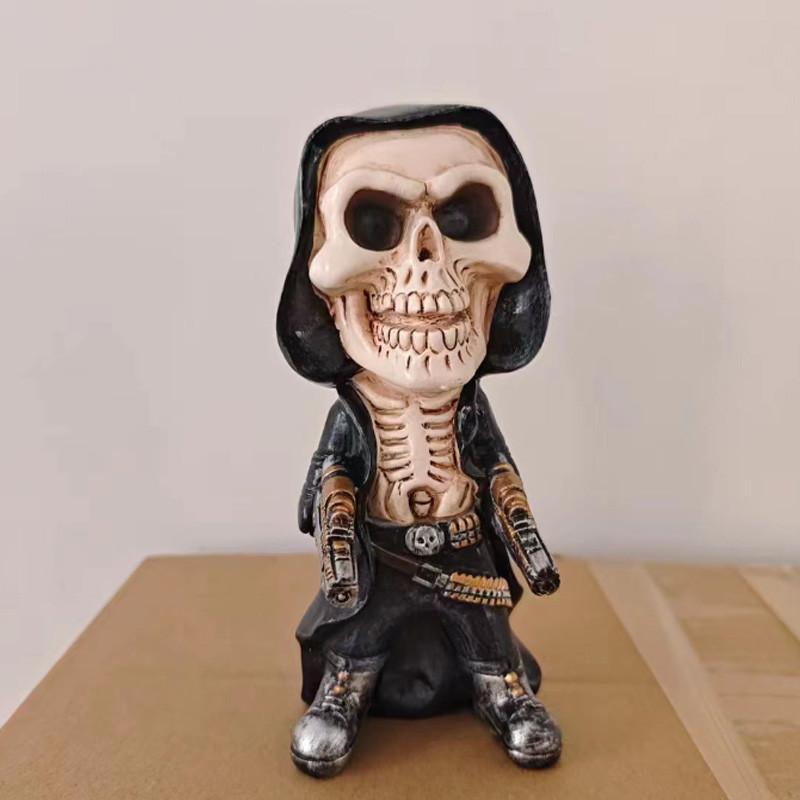 Skeleton Mechanical Harvester Statue Halloween Resin Decoration Gift Holiday