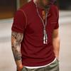 Summer New Loose Casual Patchwork T-shirt Homme Short Sleeve Simple Fashion All-match Pullover Tee Men Round Neck Buttons Top