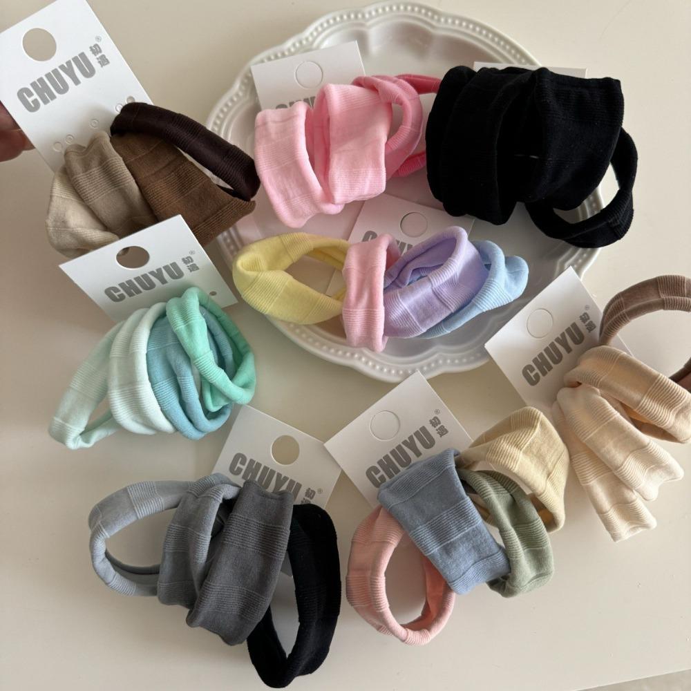 4pcs/set Seamless Hair Rope Set Macaron Color Elastic Hair Rings Simple Towel Hair Ties  Girl