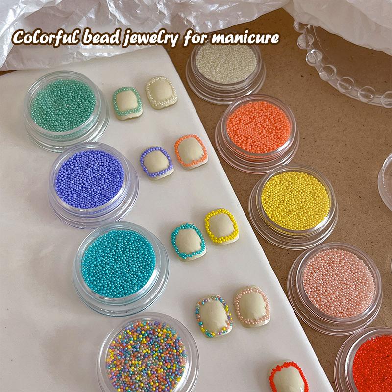 Nail Art Colored Beads Micro Mini Micro Iridescent Nail Charms Glitter Nails Art Tiny Bead Nail Art Pearls For Nail Decor