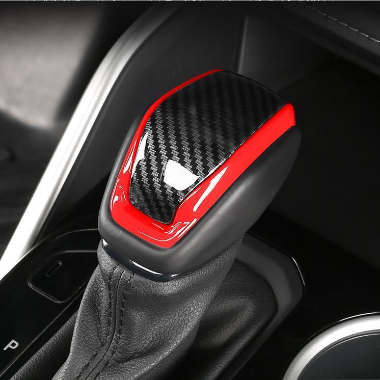 ABS Red&Carbon fiber Gear Shift Knob Cover Trim For Toyota Grand Highlander 1pcs