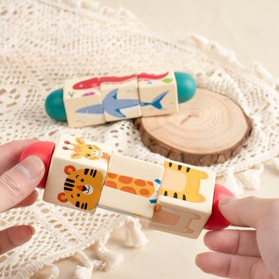 1PC 3D Wooden Rotating Puzzle for Toddlers, Enhancing Grasping Skills, Educational Toy for Children