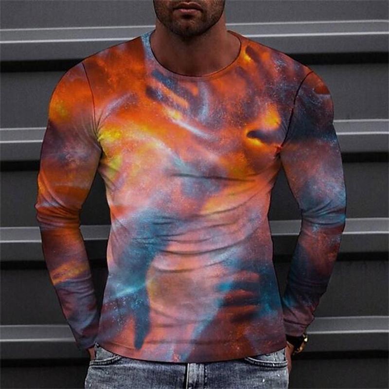 

Men s 3D Creative patterns Printed Hip Hop T-shirts Harajuku Style Round Neck Long Sleeve Colorful Comfortable Fashion Streetwear Top 5XL
