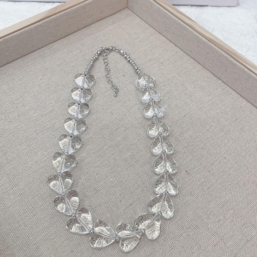 Minimalist Black/Clear Acrylic Heart Pendant Necklace/Bracelet Fashionable Neckchain/Bangle Jewelry for Women Girls