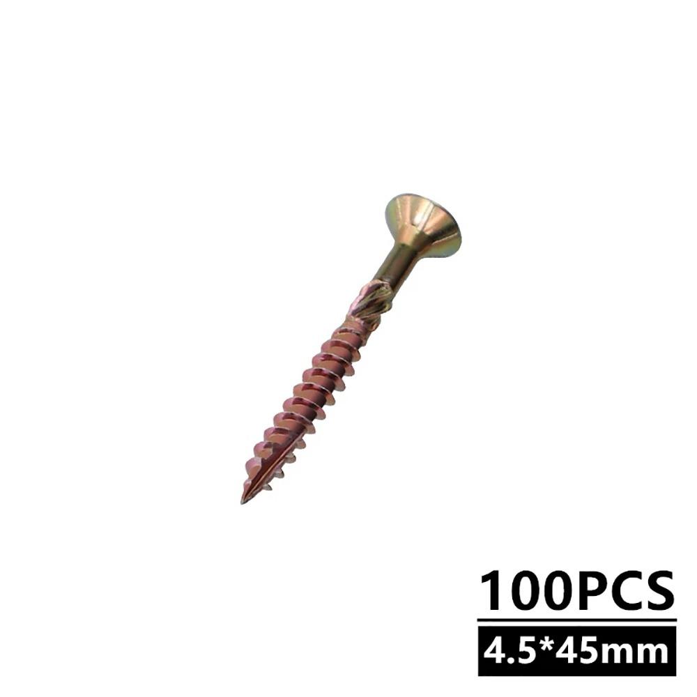 100Pcs/Pack 35mm 45mm 60mm 80mm Self-tapping Screw M5 Flat Head Woodworking Screws  Hardware Tools