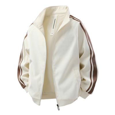 Men's Spring and Autumn New Stand Collar Top American Loose Contrast Stripe Windproof Waterproof Charge Jacket