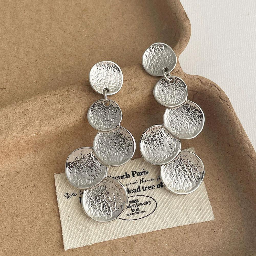 Retro Exaggerate Metal Statement Earrings for Women European Fashion Round Star Square Leaf Twist Geometry Long Earrings Jewelry