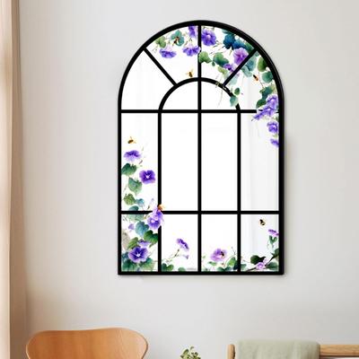 Oglindă cu geam arcuit Cadru simplu din lemn Geam pentru living Decor casă fermă