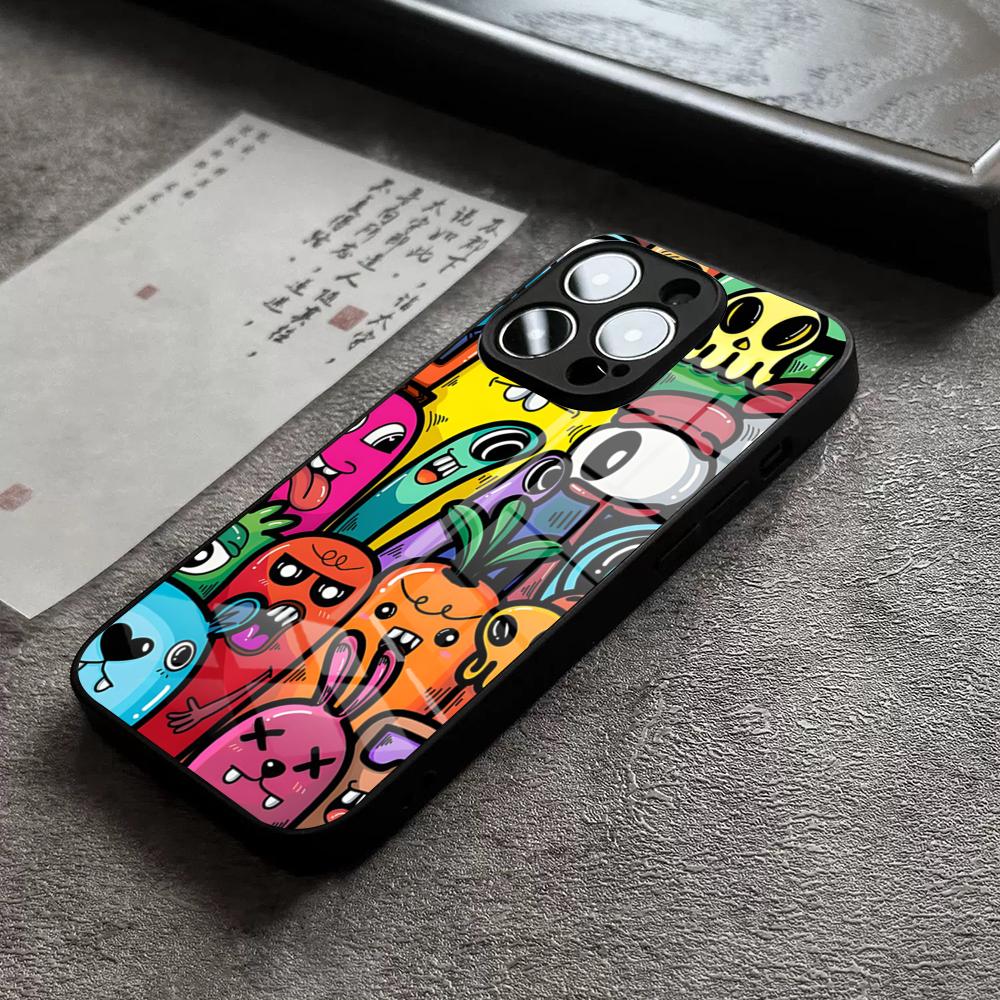 Monster Party Phone Case For IPhone 17 Pro Max 14 Pro 15 12 11 13 Mini X XR XS 16 Plus SE Glass Cover