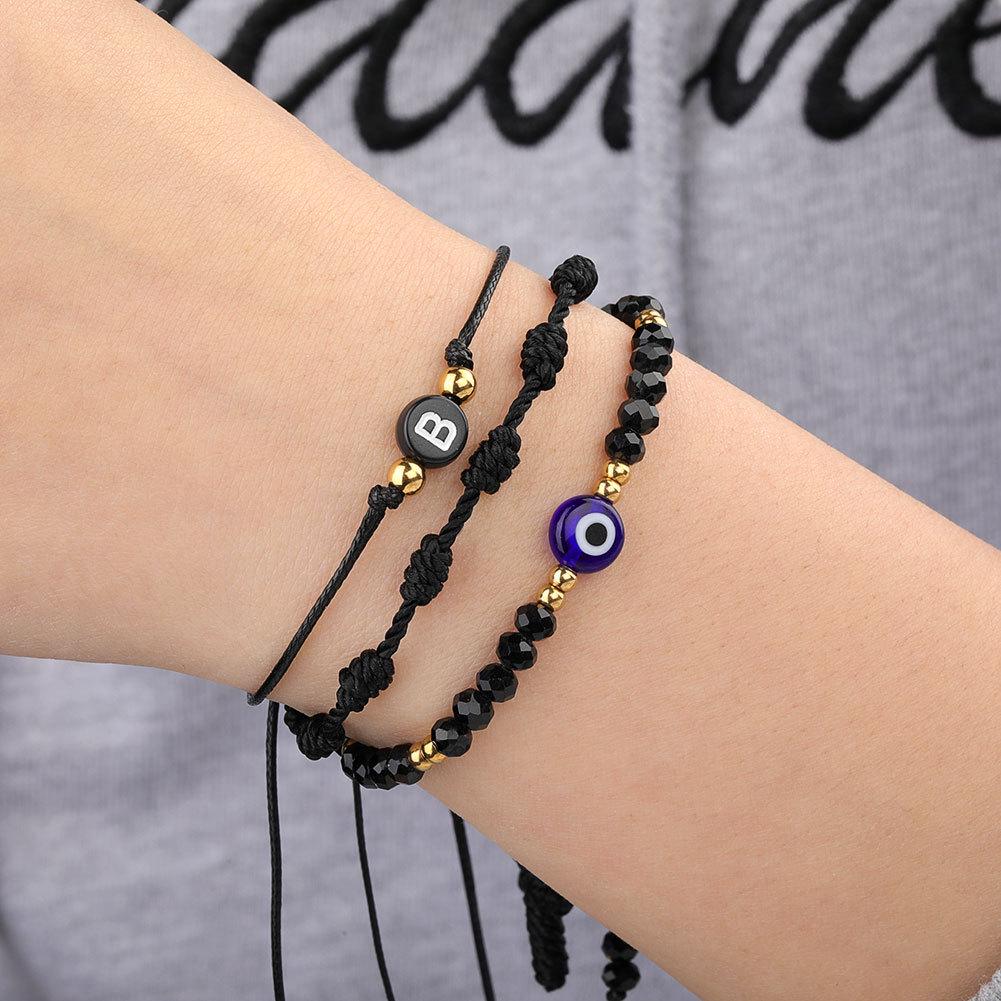 European and American Beaded Crystal Evil Eye Couple Bracelets