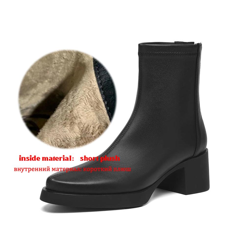 Krazing Pot Microfiber Round Toe Thick Heels Modern Boots Size 42 Zip Platform Beauty Lady Women Ankle Boots