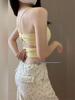 2025 Women's Yellow Backless Camisole with Bra Pads - Autumn Collection