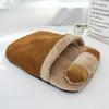 Pet Sleeping Bag with Velvet Warm Cat Quilt Dog Quilt Kitten Quilt Hole Kid Hole Removable Pillow Semi-enclosed Nest In Winter