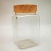 Round Transparent Plastic Jar with Wood Grain Lid Gift Box