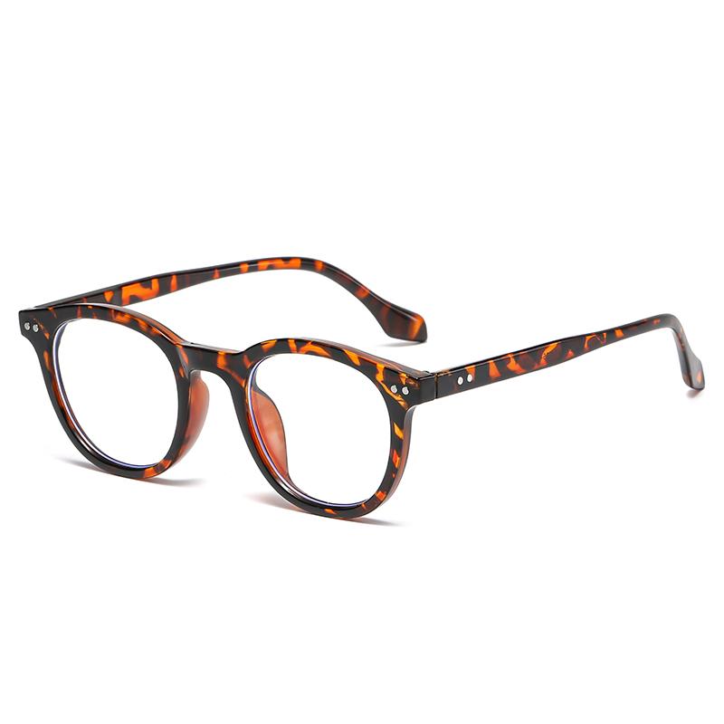 Fashion Oval Computer Glasses Frames Women Vintage Clear Blue Light Blocking Eyeglasses Retro Rivets Optical Frame