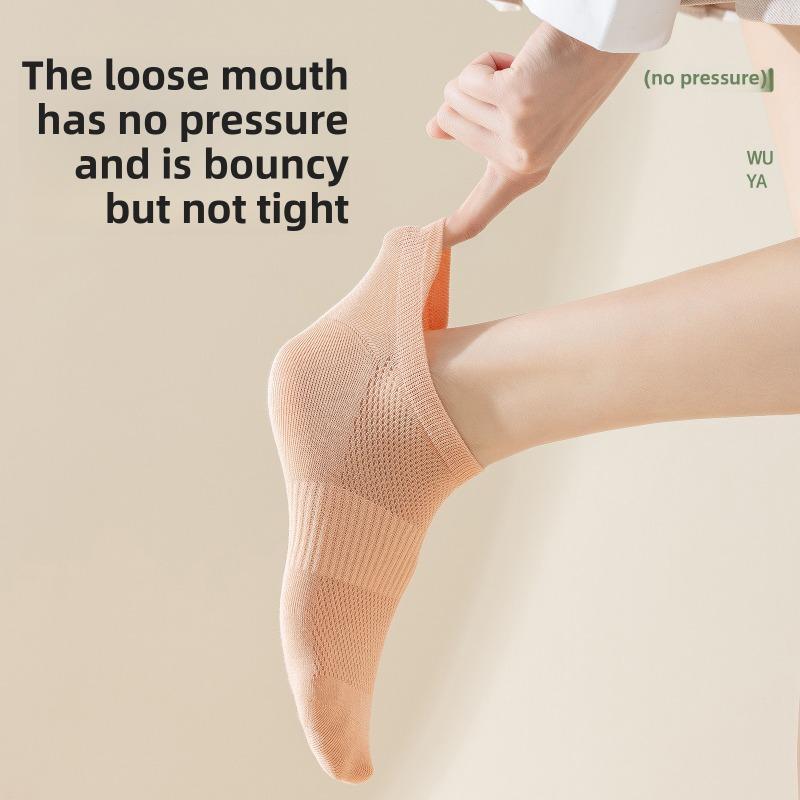 5 Pairs of Women's Spring and Summer Thin 7A Antibacterial Deodorant Mesh Sweet Cotton Short Boat Socks
