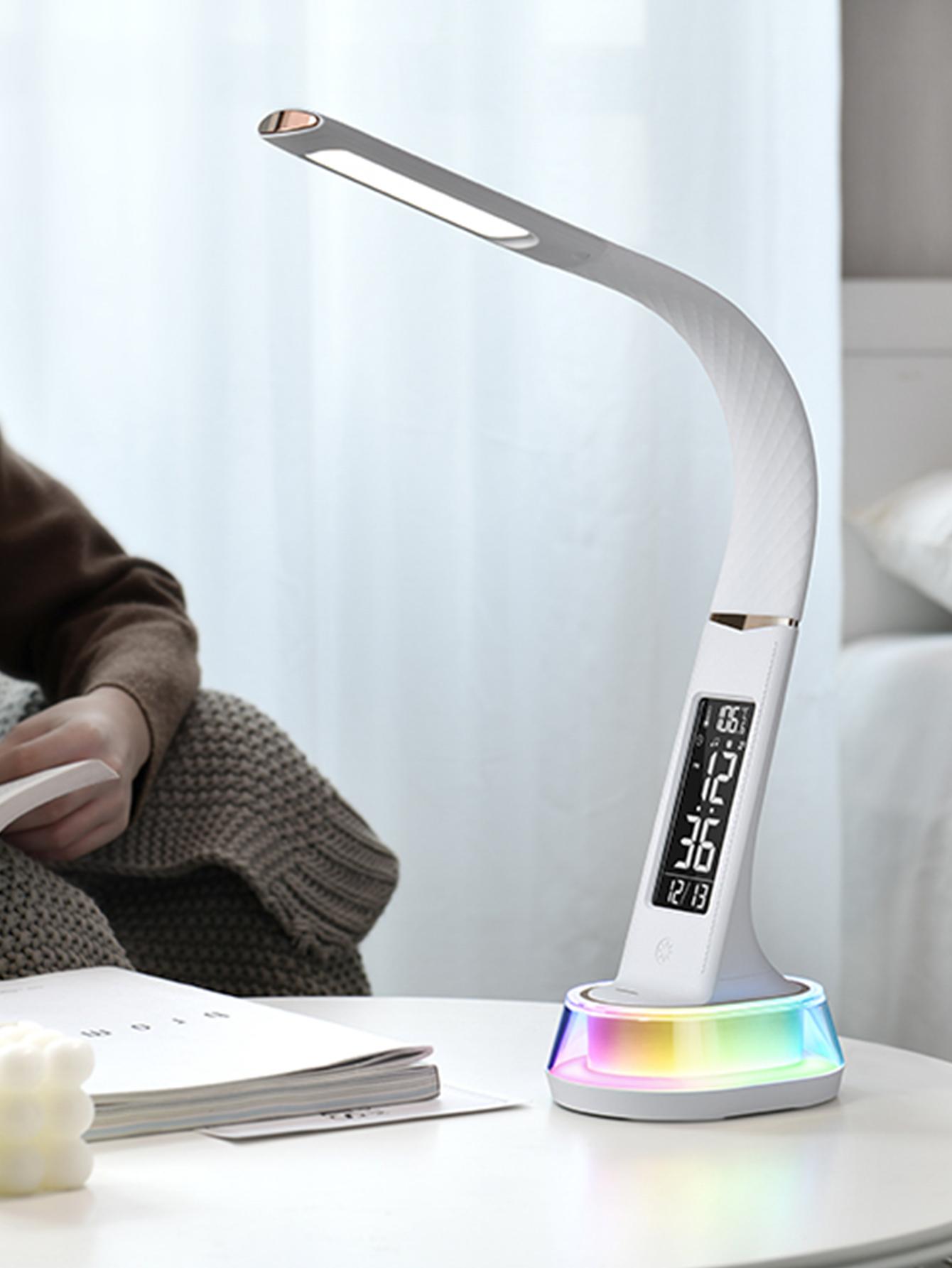 

1. PC LED multi-function alarm clock, with RGB atmosphere light clock, learning special eye protection lamp desk clock белый