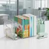 Clear Stationery Organizer Magazine Holder, 3/4-Compartment Desk Organizer, Vertical Bookend File Acrylic Bookends for Shelves Sorter Holder