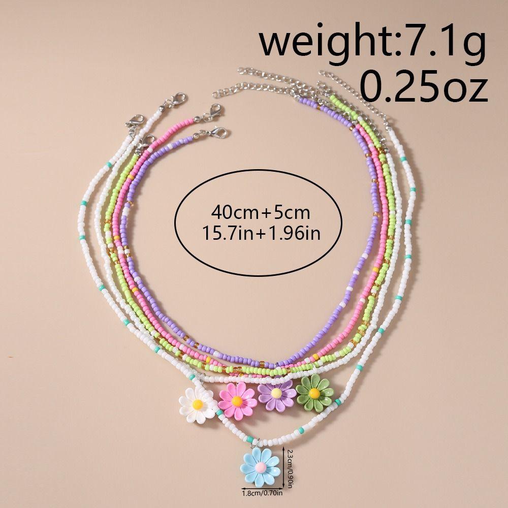 5Pcs Colorful Bead Choker Resin Plumeria Necklace Fashion Flower Beaded Necklace  Daily Wear