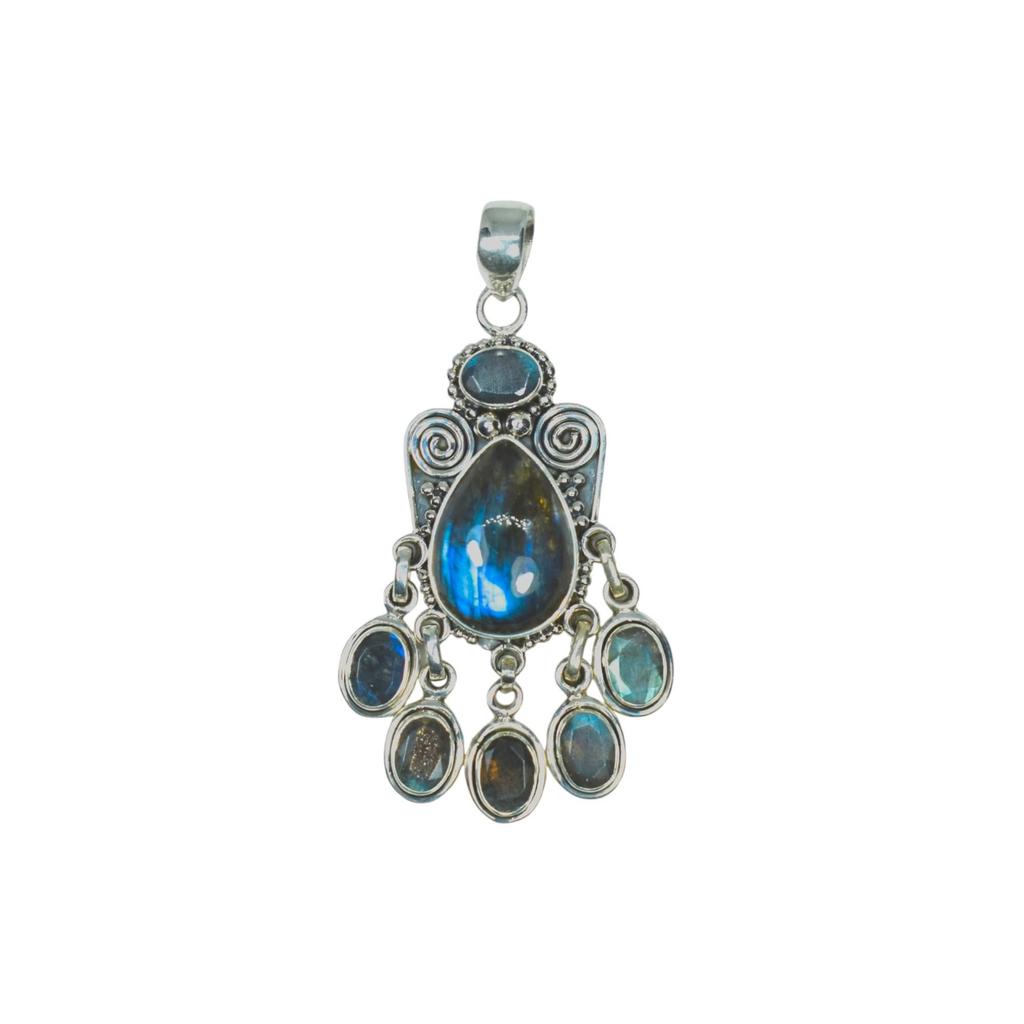 Handmade Labradorite Pendant: 925 Sterling Silver Designer Jewelry