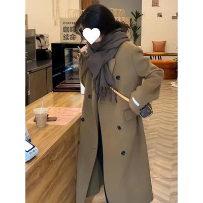 Abrigo de Lana para Mujer Otoño e Invierno de Longitud Media Estilo Coreano Holgado de Manga Larga Abrigo de Lana para Personas Bajas
