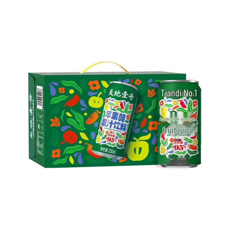 Tiandi No.1 Apple Cider Vinegar Juice Gift Box, 15 Cans (230ml Each), 95% Juice Content