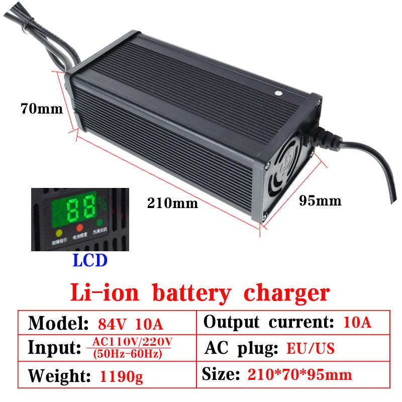 New84V 5A/8A/10A/12A/15A/20A Lithium Battery Charger Aluminum Shell LCD High Power For 20S 72V E-two Wheelers Cell Fast Charging