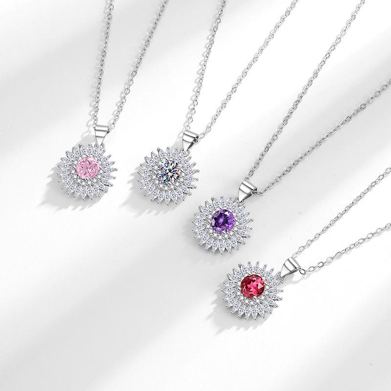 Neu Diamant Set Frische Blume Anhänger Mode Einfache Halskette