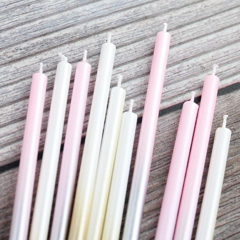 Crown Birthday Cake Candle Ins Gradient Platinum Silver Powder Slender Pencil Party Wedding Decoration Candle