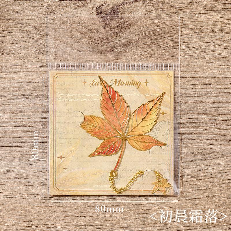 Exquisite Leaf Metal Bookmark with Metal Chain Pendant Maple Apricot Leaf Book Markers Reading Accessories Student Stationery
