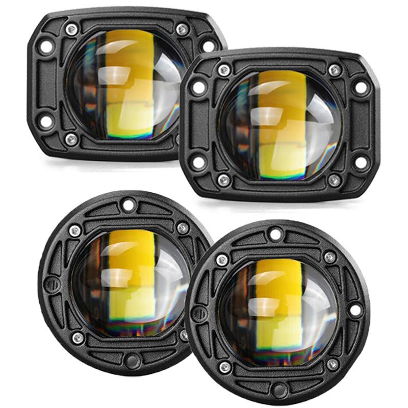3 Inch 8D Led Lens Work Light 40W Dual Color 3Inch Fog Lamp Driving Beam Square Round For Off Road 4Wd Truck Suv Atv Motorcycle