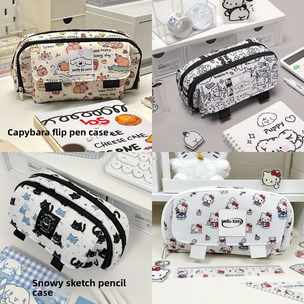 Capybara Canvas Pencil Case With Large Capacity For Students And Office Use