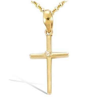 [R4184] - Gold Plated Pendant 'Cross' White Gold - 15x10 Mm