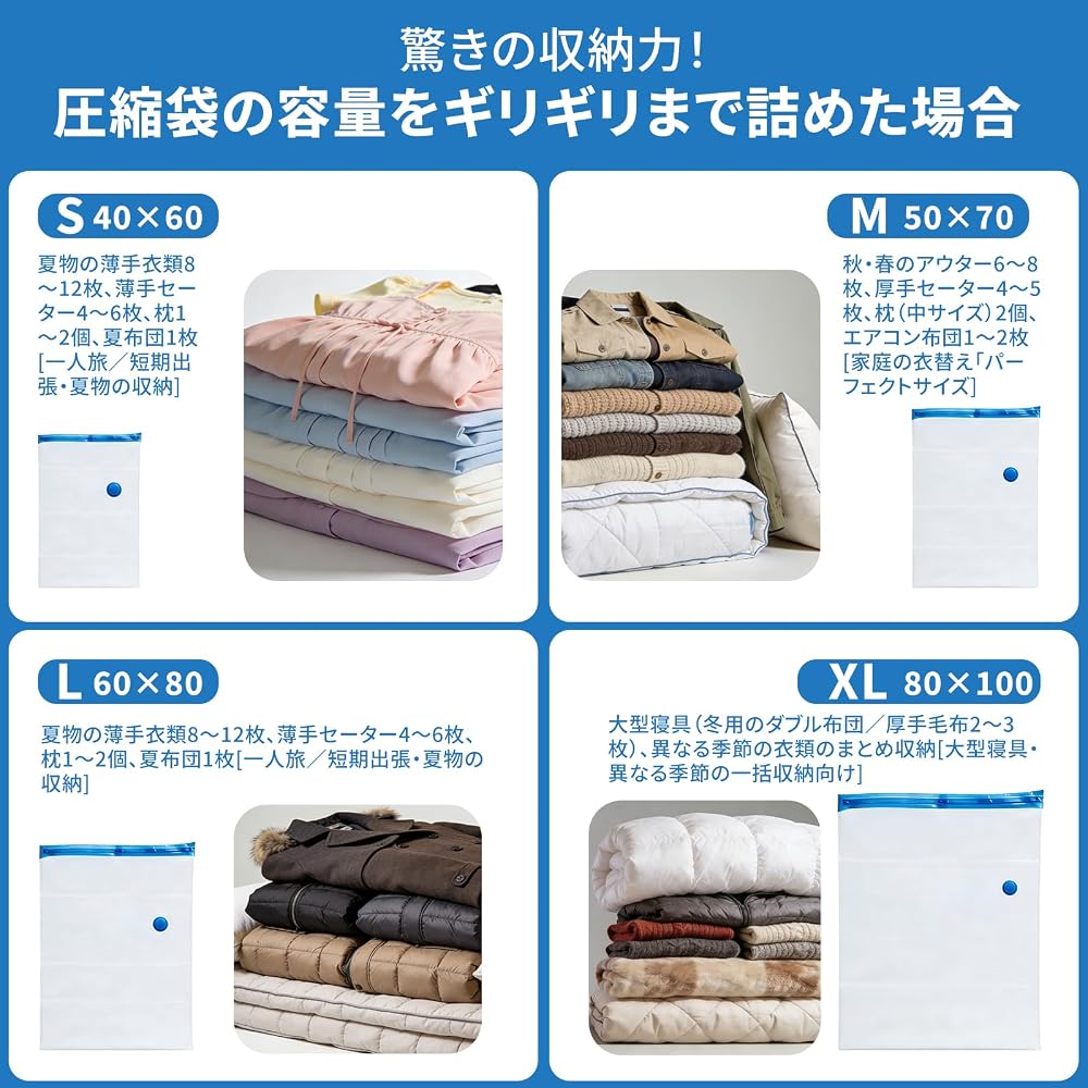Clothing Compression Bags [Over 1 Million Sold in the USA] Compression Bags for Travel, Vacuum