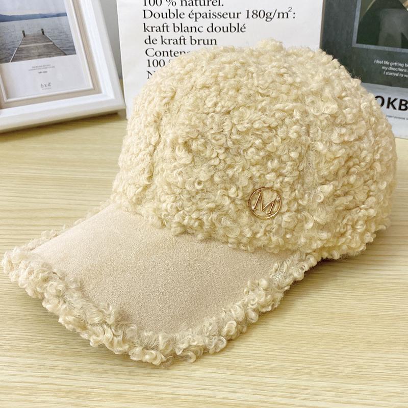 

Утолщенная теплая шапка из овечьей шерсти женская осенне-зимняя плюшевая бейсболка шапка Adjustable