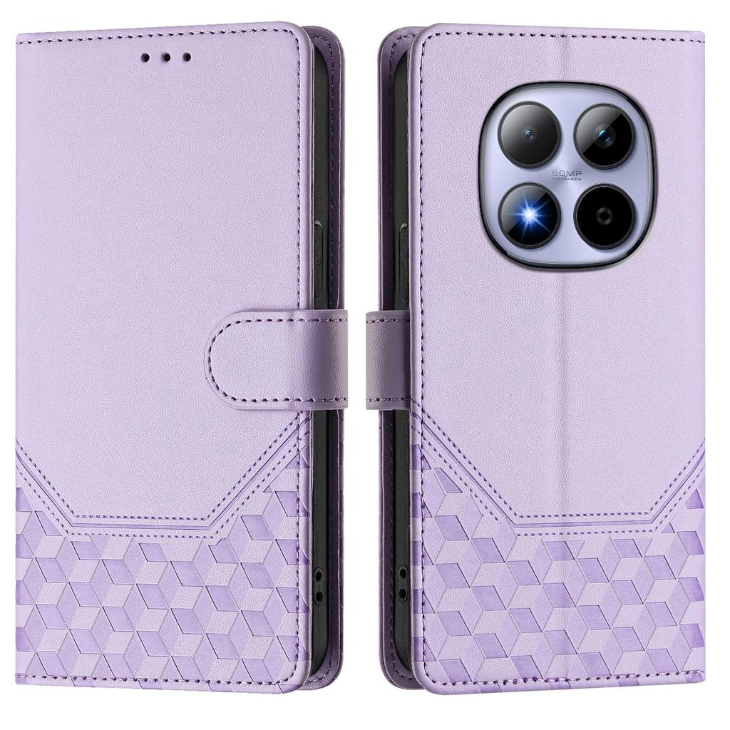 For Xiaomi Redmi Note 15 Pro 5G Case Imprinted Honeycomb RFID Blocking Leather Phone Cover with Strap