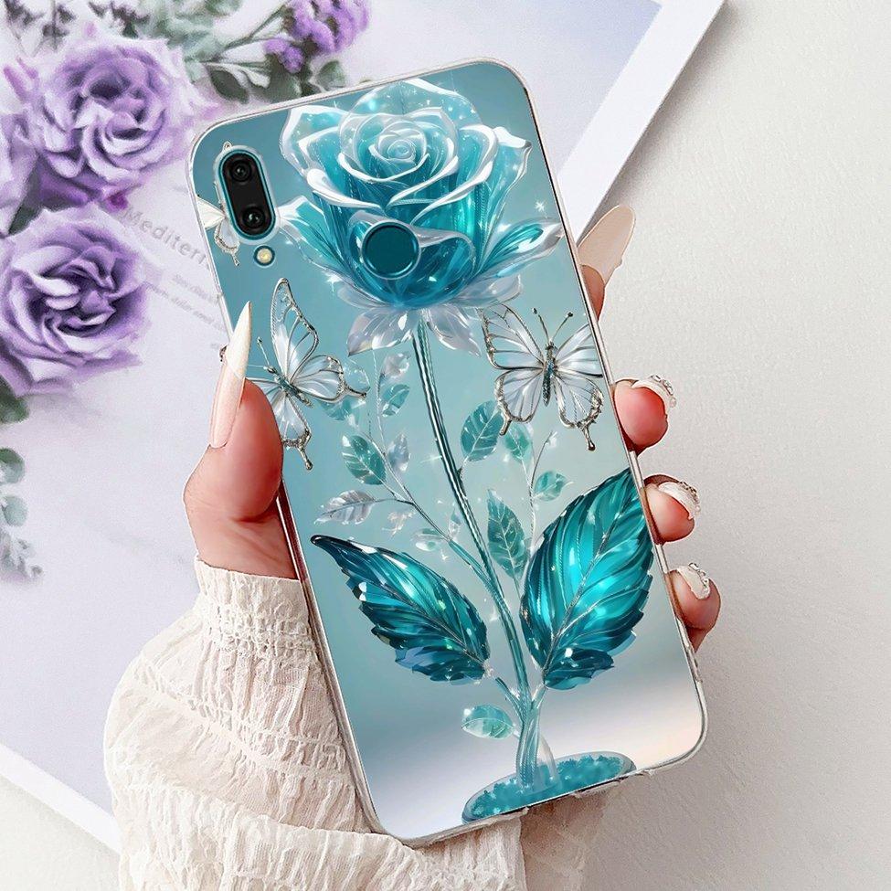 Clear For Huawei Y9 2019 Case Cover Cute Fashion Flowers Funny Cool Painted Soft Phone Case For Huawei JKM-LX1 JKM-LX2 JKM-LX3