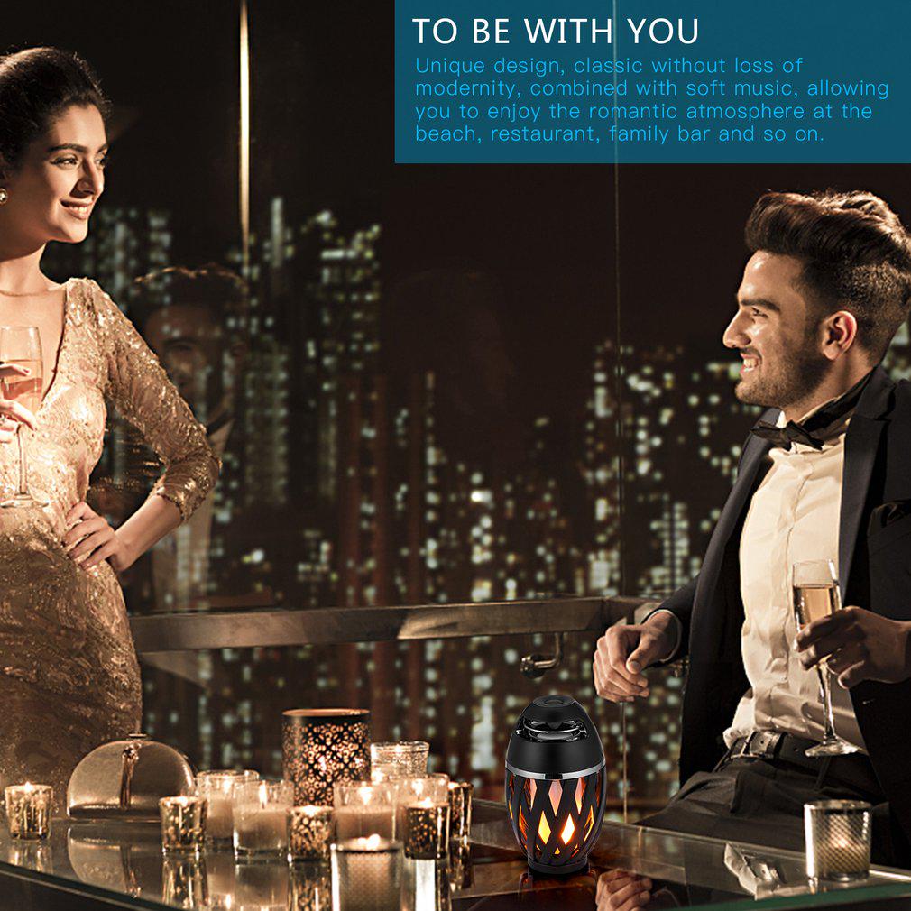 Portable Wireless Speaker LED Flame Light Loudspeaker Bluetooth Speaker Outdoor Player with LED Flame Torch Light Flicker Light