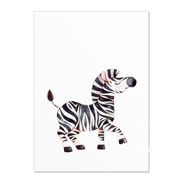 Baby Nursery Wall Poster Print Rainbow Animal Canvas Painting Nordic Wall Art Children Bedroom Wall Picture Kids Room Decor Art