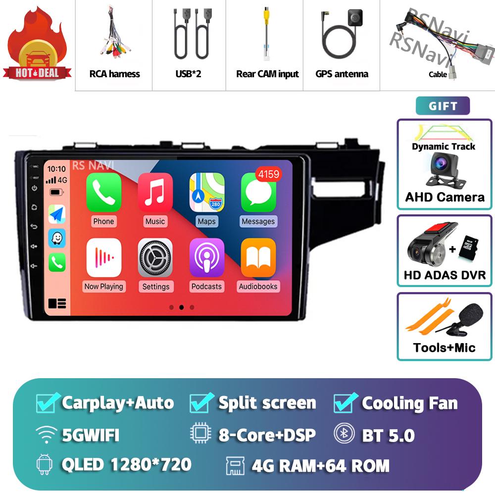Android 14 Carplay Auto For Honda Jazz Fit 2014 - 2015 Car Radio Player Multimedia Stereo 360 Camera Navigation Video AI Voice