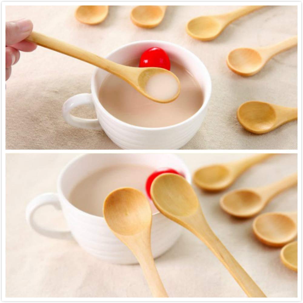10 Stück/Set Mini Holzlöffel Honiglöffel Gewürzschaufel Kaffeelöffel, Zucker/Eis/Dessert Küchengeschirr Natur Bambus