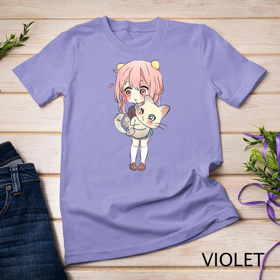 Womens Anime and Cats Lover for Teen Manga kawaii Graphic Otaku Unisex T-shirt 12 S